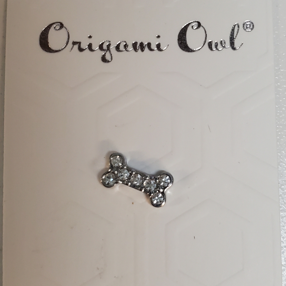 Origami Owl Silver Bone Charm with Swarovski Crystals